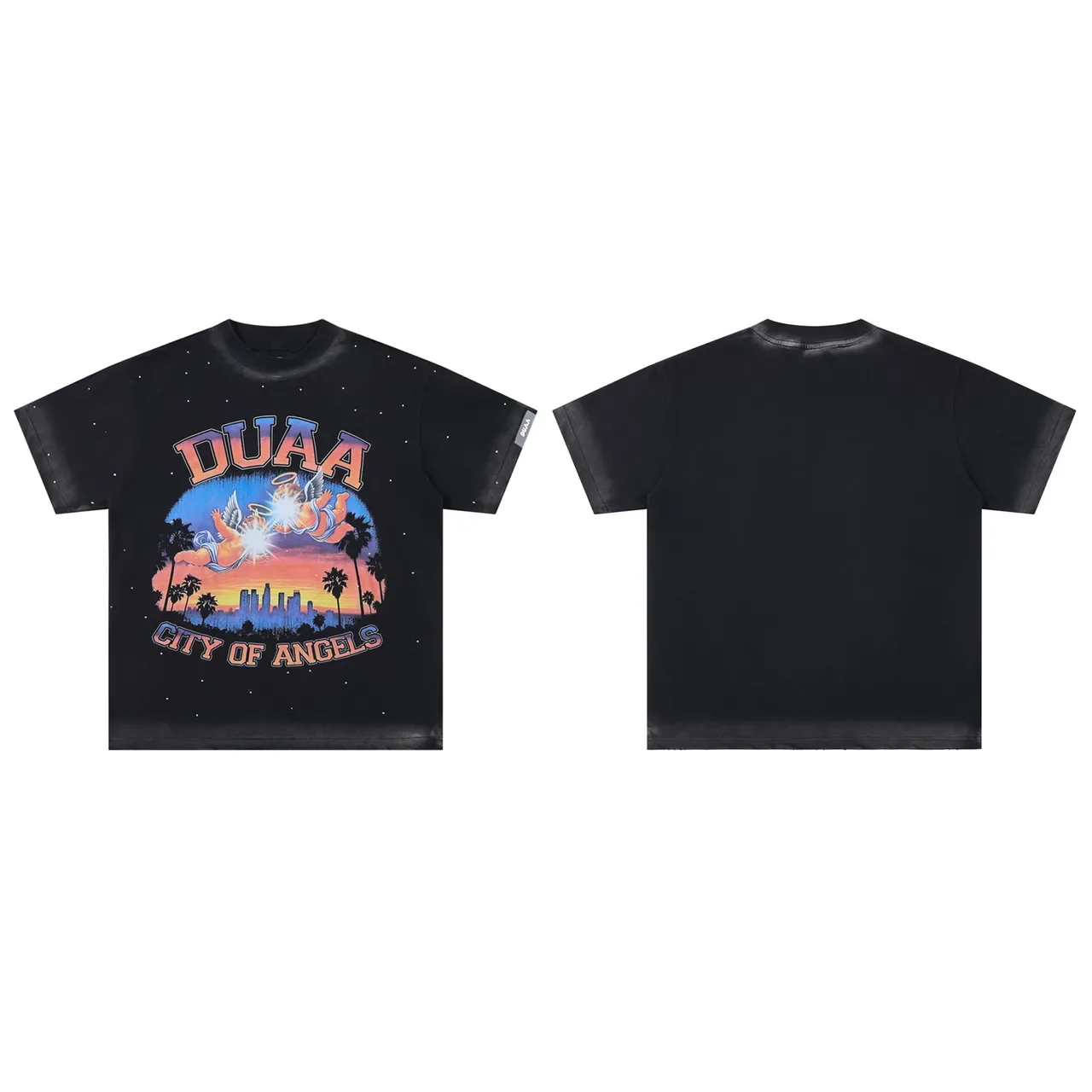 DUAA City of Angels Graphic Speckled Black T-Shirt 2
