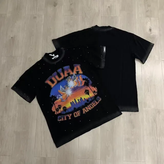 DUAA City of Angels Graphic Speckled Black T-Shirt 4