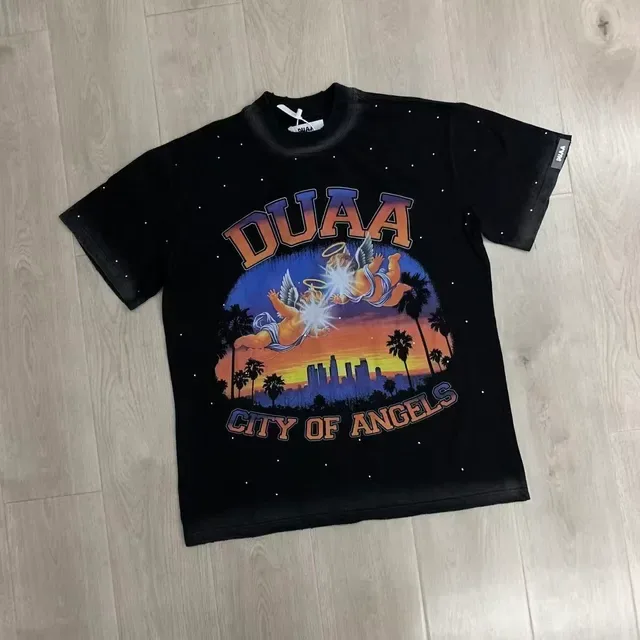 DUAA City of Angels Graphic Speckled Black T-Shirt 5