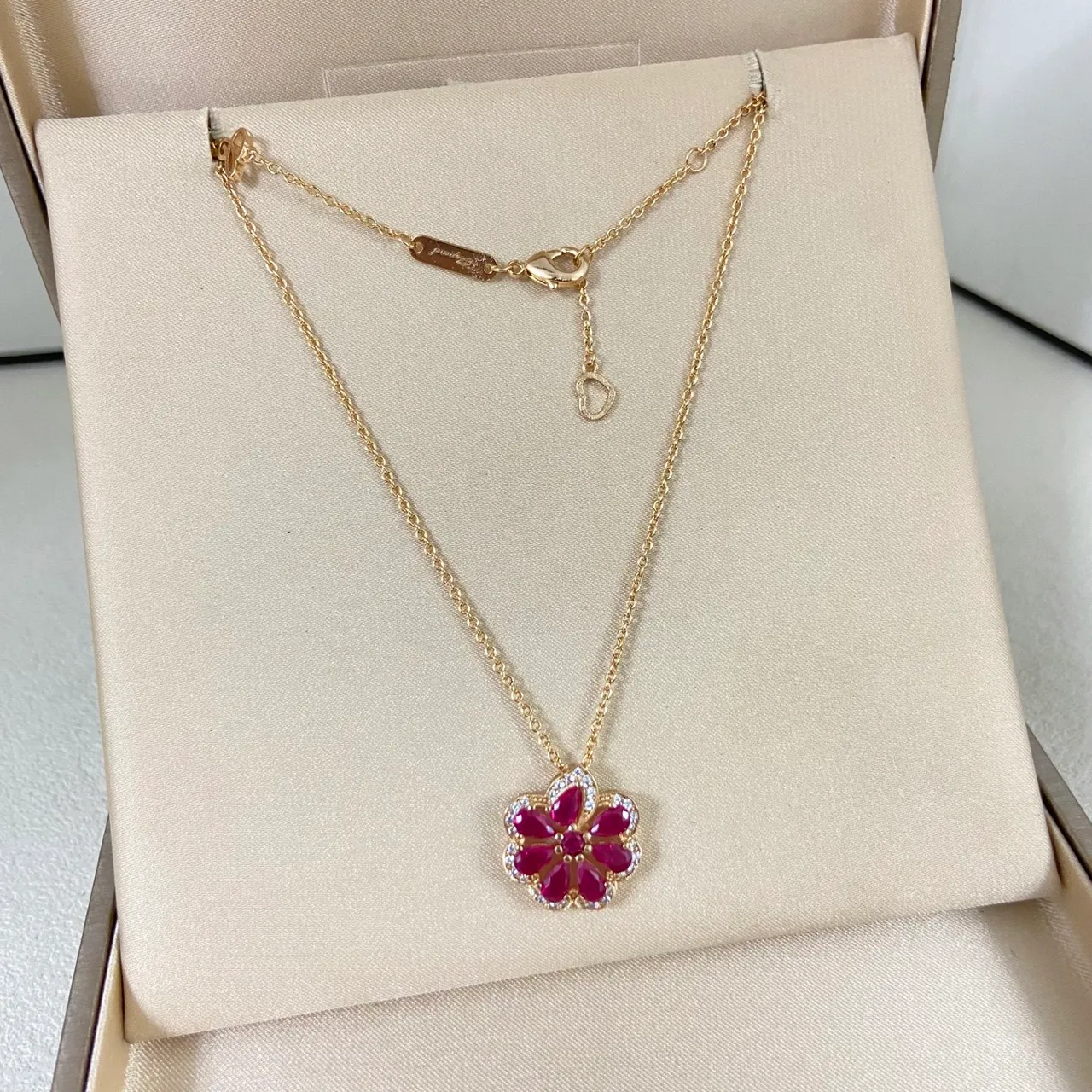 Dual-Tone Floral Ruby and Pavé Pendant Necklaces 4