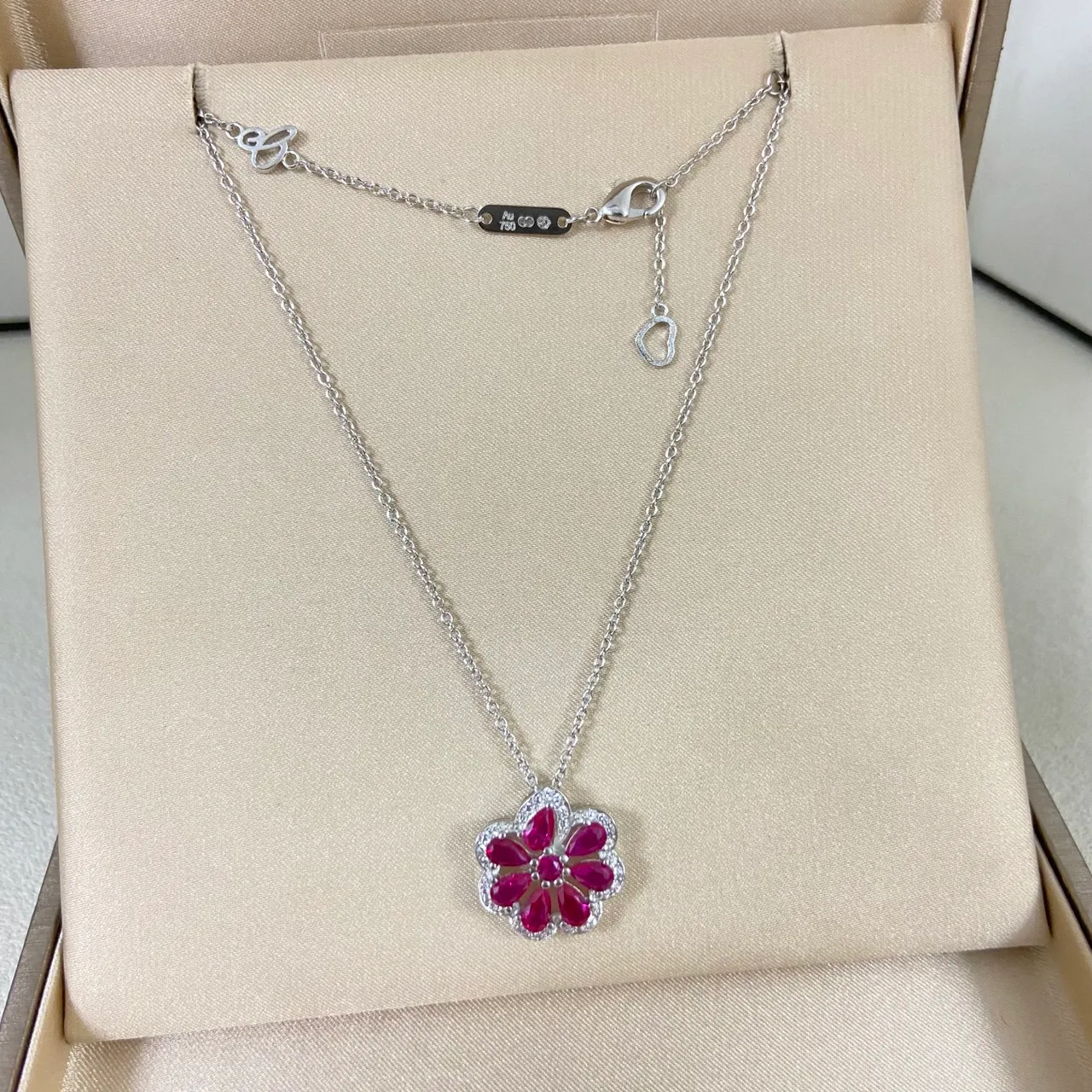 Dual-Tone Floral Ruby and Pavé Pendant Necklaces 5