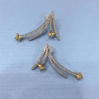 Dual-Tone Pavé Star Drop Earrings