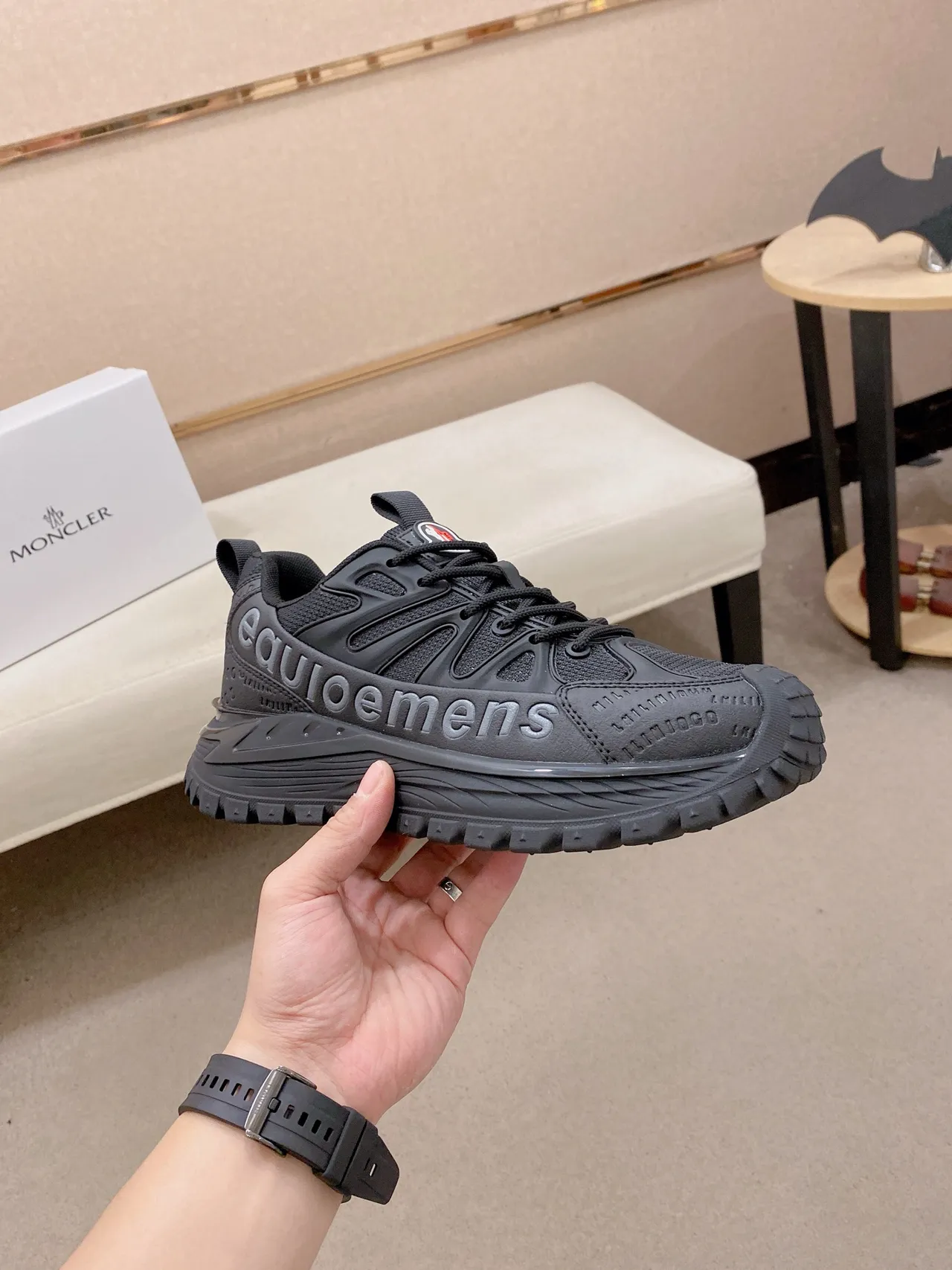 eau de emens Black Monochrome Sculpted Sole Chunky Sneakers 5