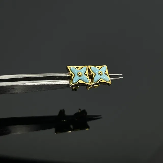 Enamel Star Motif Square Stud Earrings 4
