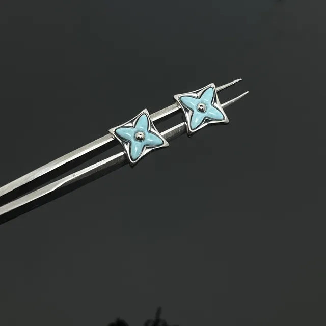 Enamel Star Motif Square Stud Earrings 5
