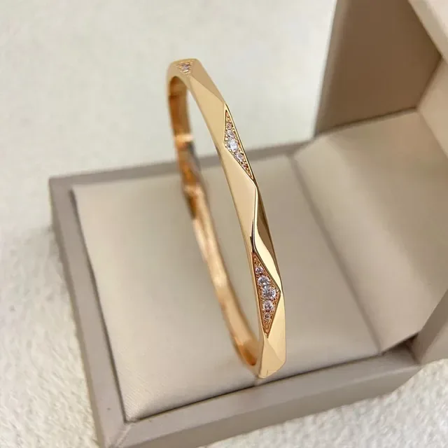 Faceted Geometric Pavé-Set Multi-Metal Bangle Bracelet 8
