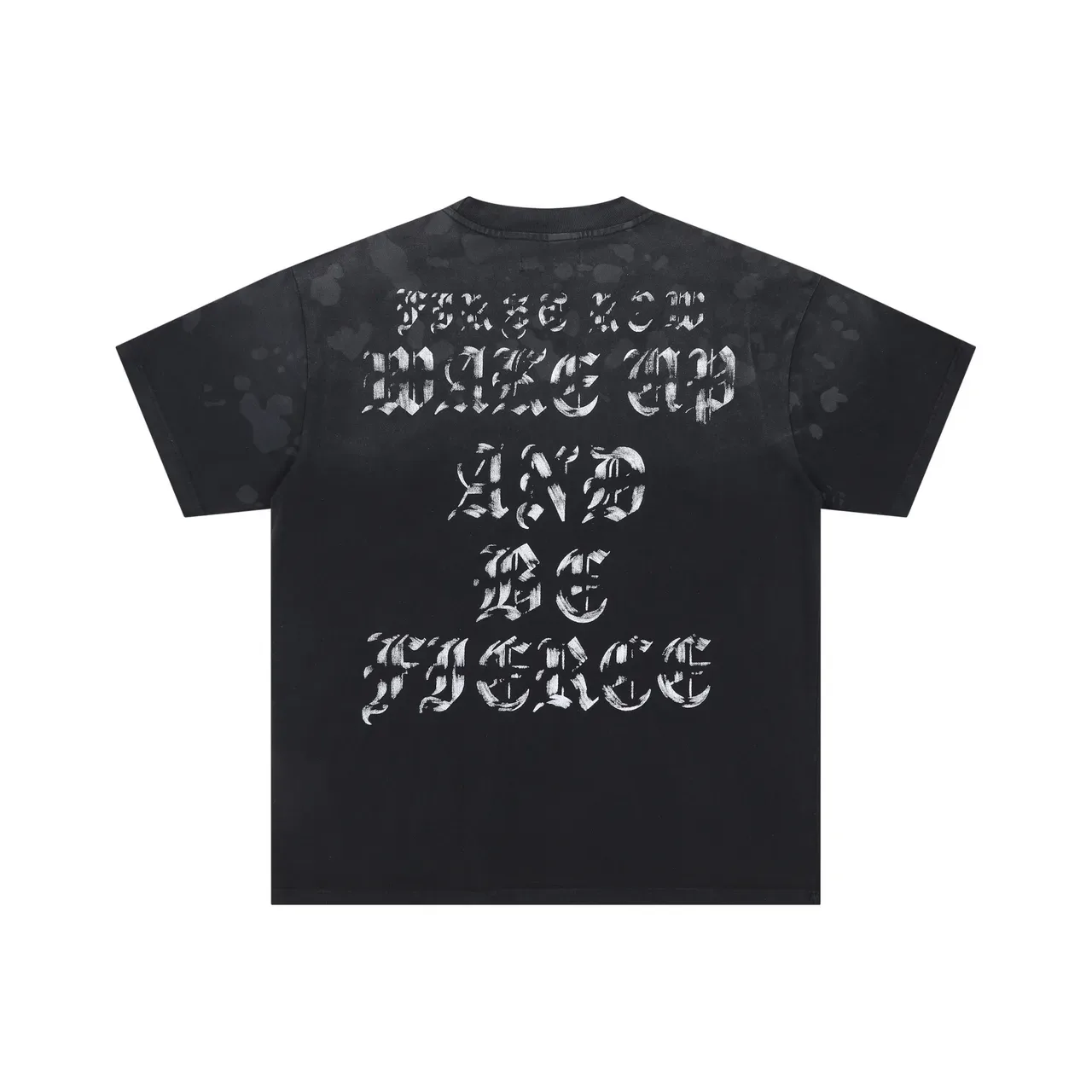 FIRST ROW Bleach-Wash Black Graphic Skull Print T-Shirt 3