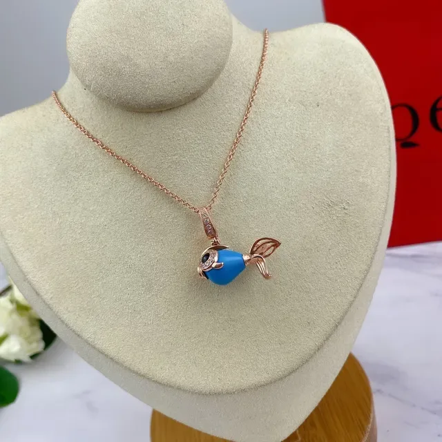 Fish-Shaped Enamel and Rose Gold-Tone Crystal Earrings 3