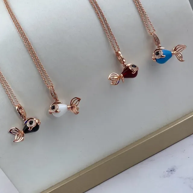 Fish-Shaped Enamel and Rose Gold-Tone Crystal Earrings 6