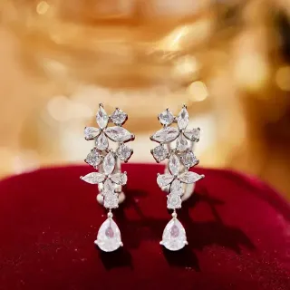 Floral Cluster Teardrop Drop Earrings