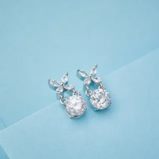 Floral Motif Round Crystal Drop Earrings