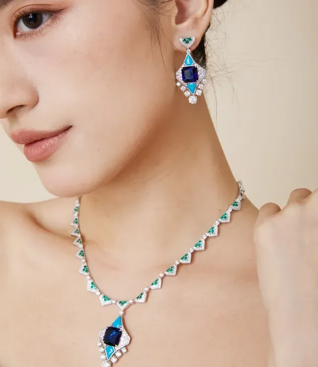 Geometric Multi-Stone Pavé Diamond Drop Earrings 5