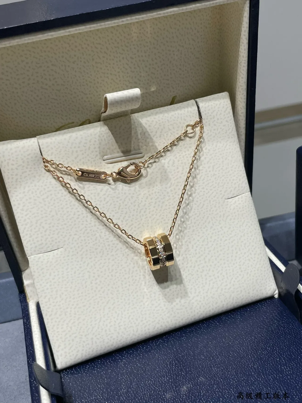 Gold and Silver Geometric Barrel Pendant Necklaces 5