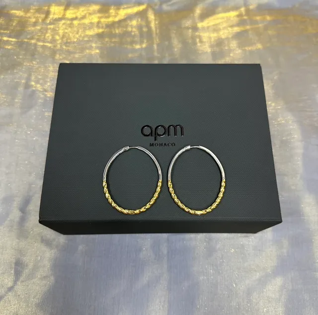 Gold and Silver-Tone Twisted Rope Pavé Hoop Earrings 5