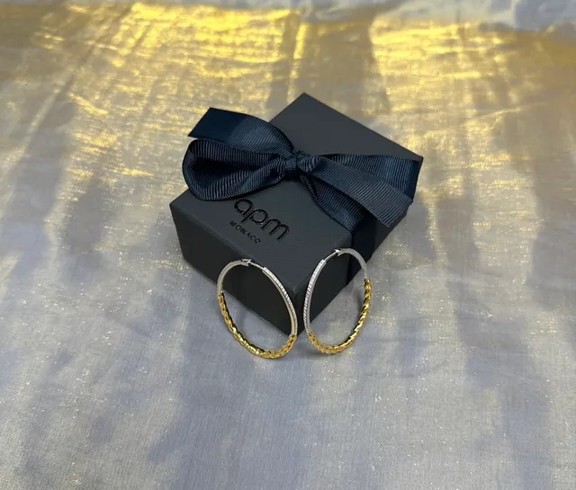 Gold and Silver-Tone Twisted Rope Pavé Hoop Earrings 6