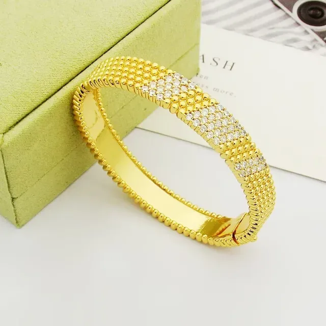 Gold Beaded Pavé Diamond Bracelet 2