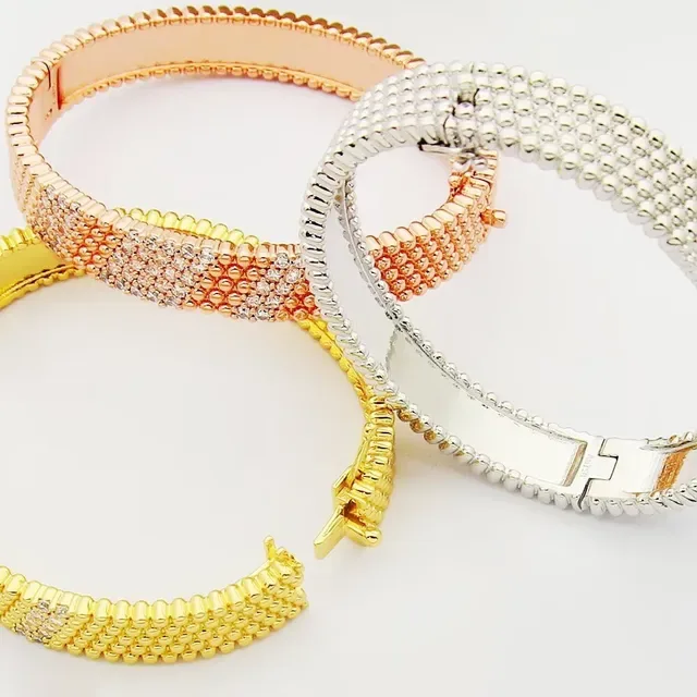 Gold Beaded Pavé Diamond Bracelet 7