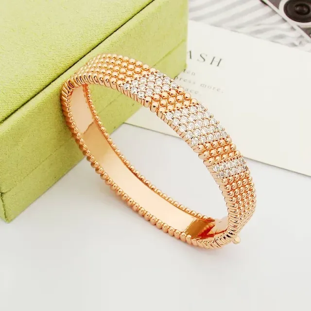 Gold Beaded Pavé Diamond Bracelet 8