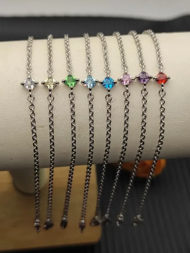 Gold Blue Rope Chain Single Gemstone Bracelet 3