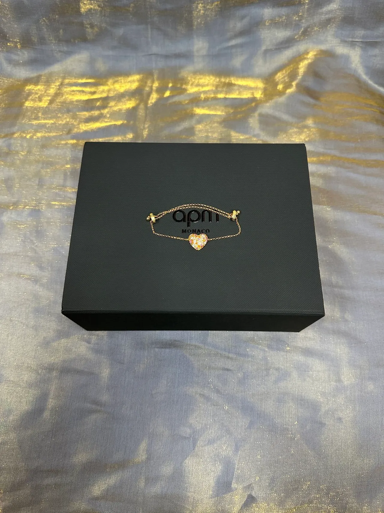 Gold Chain Heart Multistone Pavé Bracelet 5