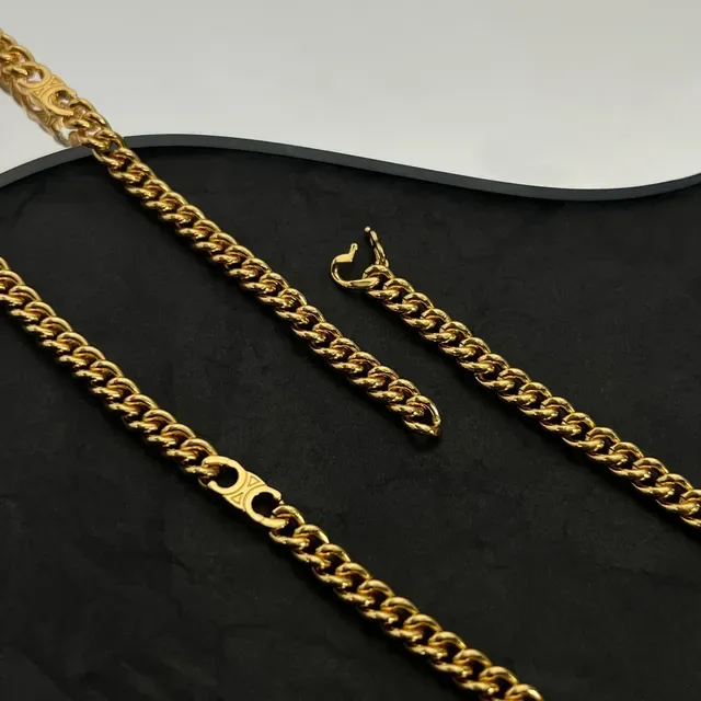Gold Curb Link Chain Decorative Oval Links Necklace 3