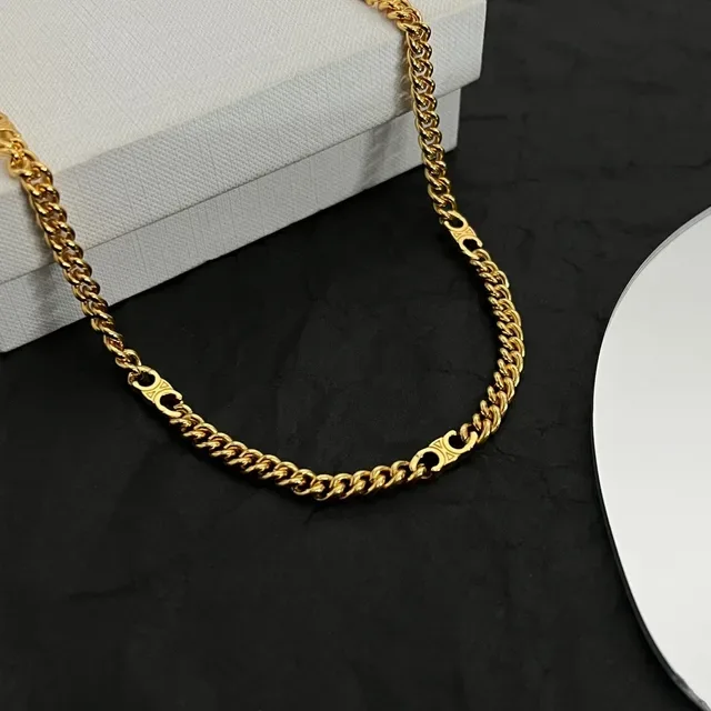 Gold Curb Link Chain Decorative Oval Links Necklace 4