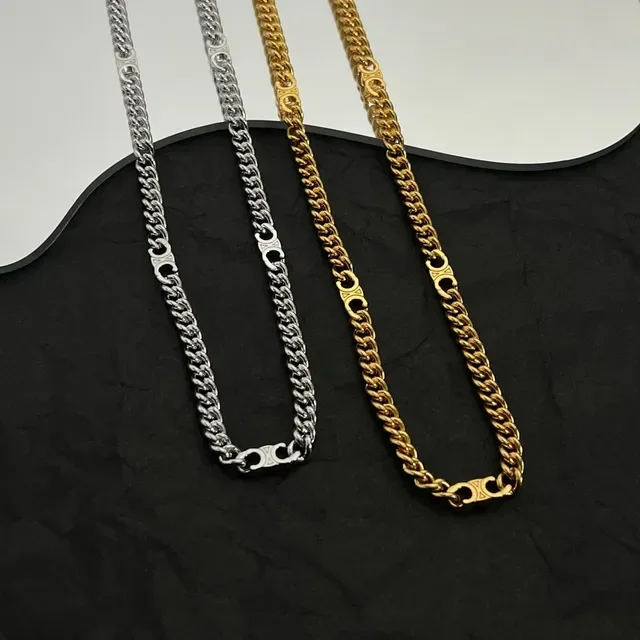Gold Curb Link Chain Decorative Oval Links Necklace 5