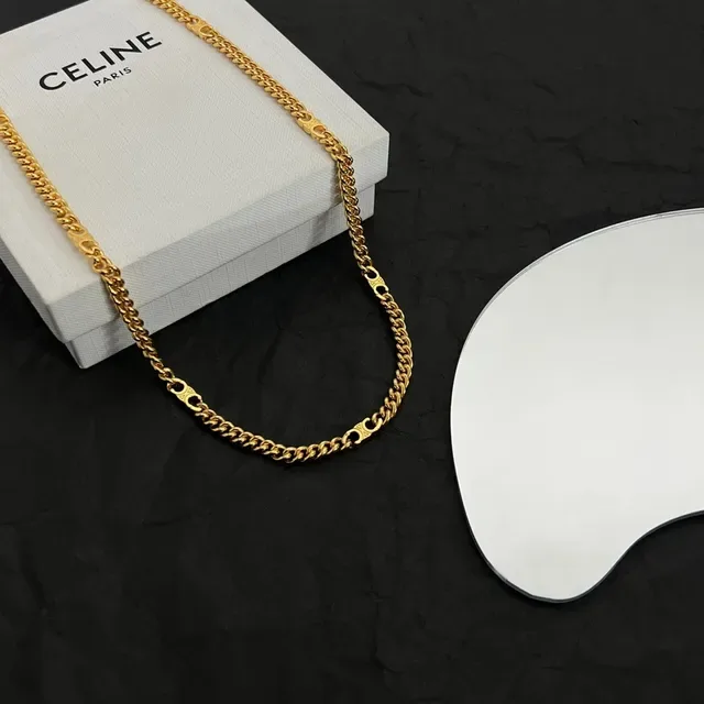 Gold Curb Link Chain Decorative Oval Links Necklace 7