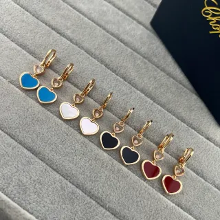 Gold Double-Heart Dangle Metal Earrings