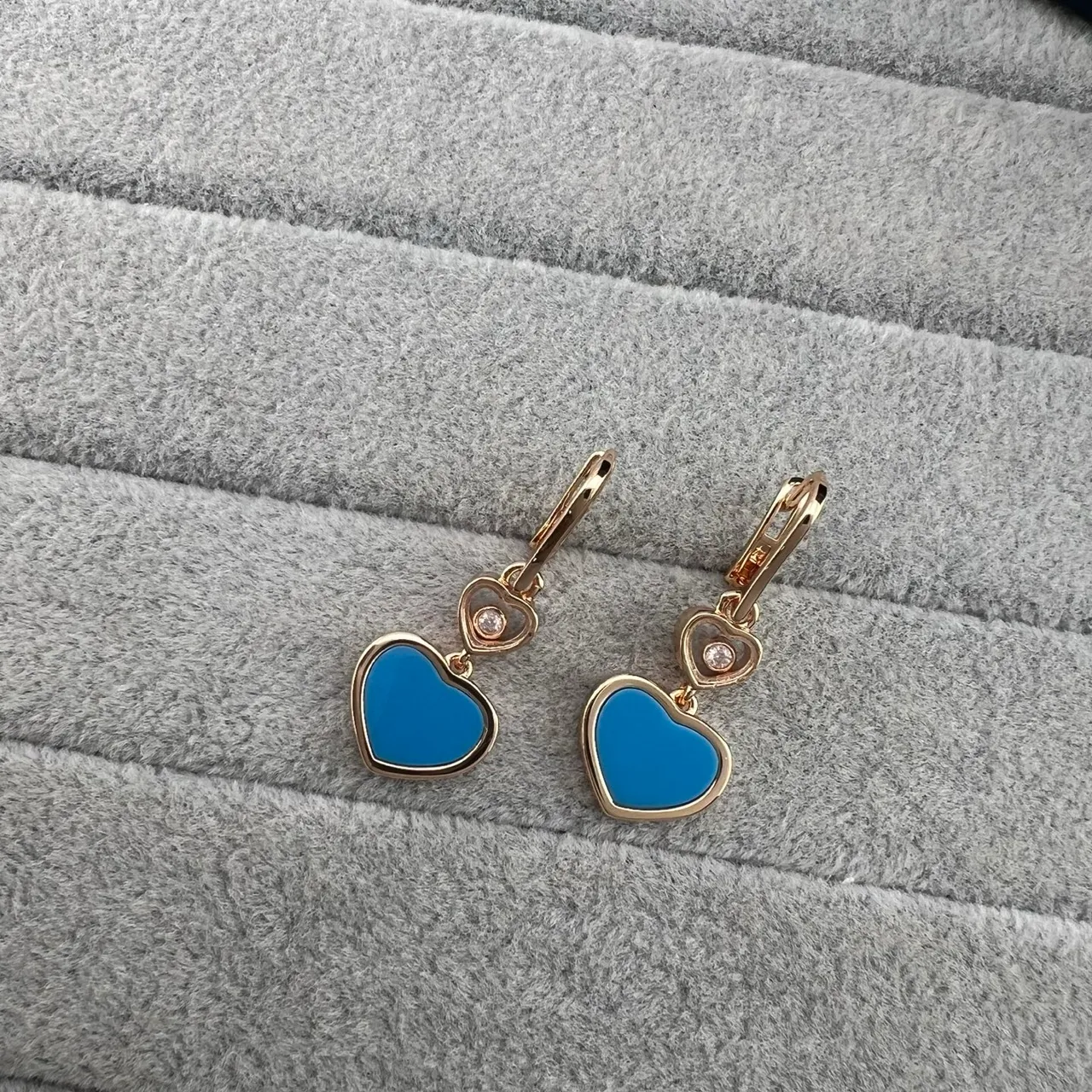 Gold Double-Heart Dangle Metal Earrings 3