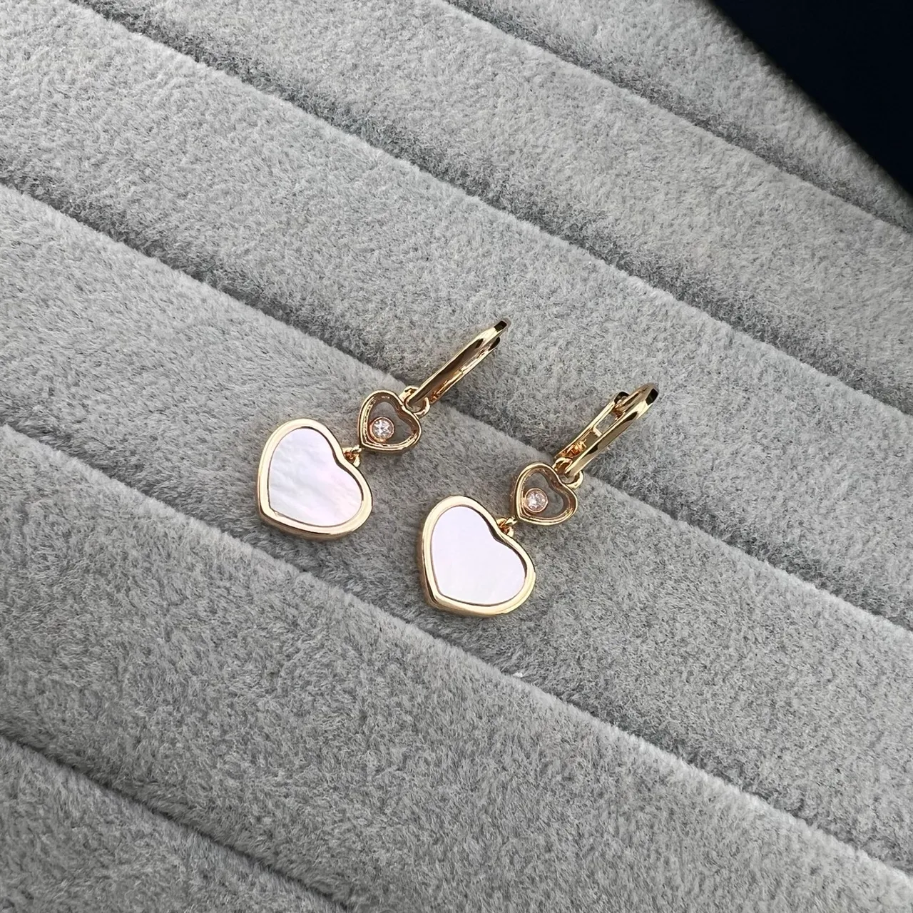 Gold Double-Heart Dangle Metal Earrings 4