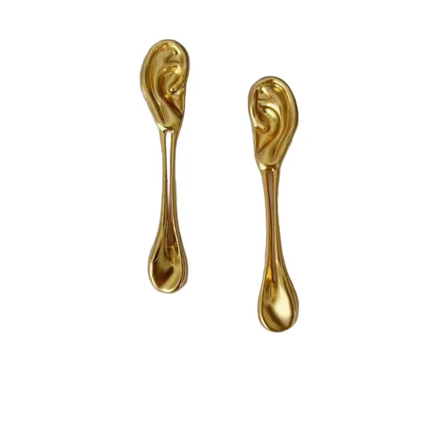 Gold Ear-Shaped Sculptural Jewelry 2
