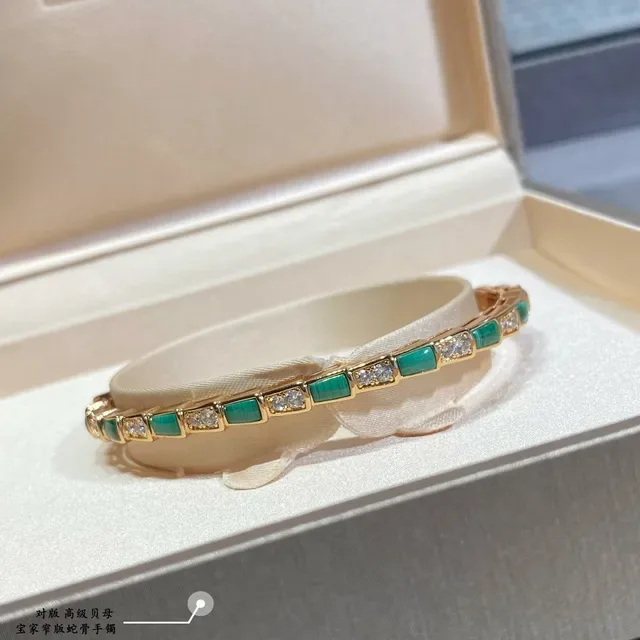 Gold Multicolor Hinged Bangle Rectangular Inlay Pattern Bracelet 3