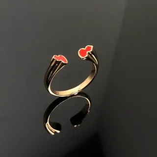 Gold Red Open Adjustable Metal Ring