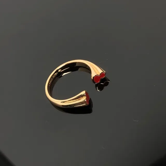 Gold Red Open Adjustable Metal Ring 2