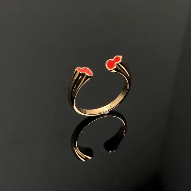 Gold Red Open Adjustable Metal Ring 4