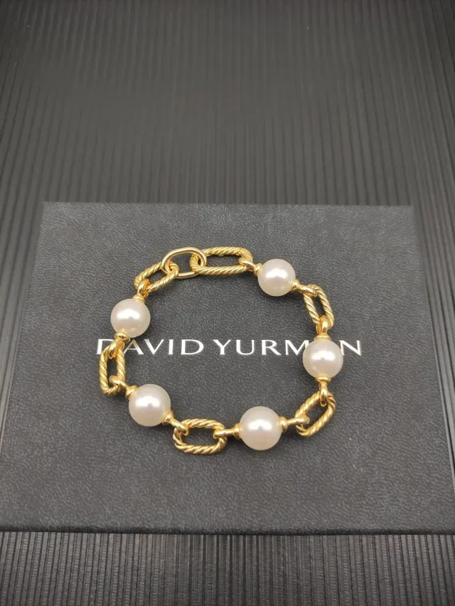 Gold Rope-Link and White Pearl Bracelet 7