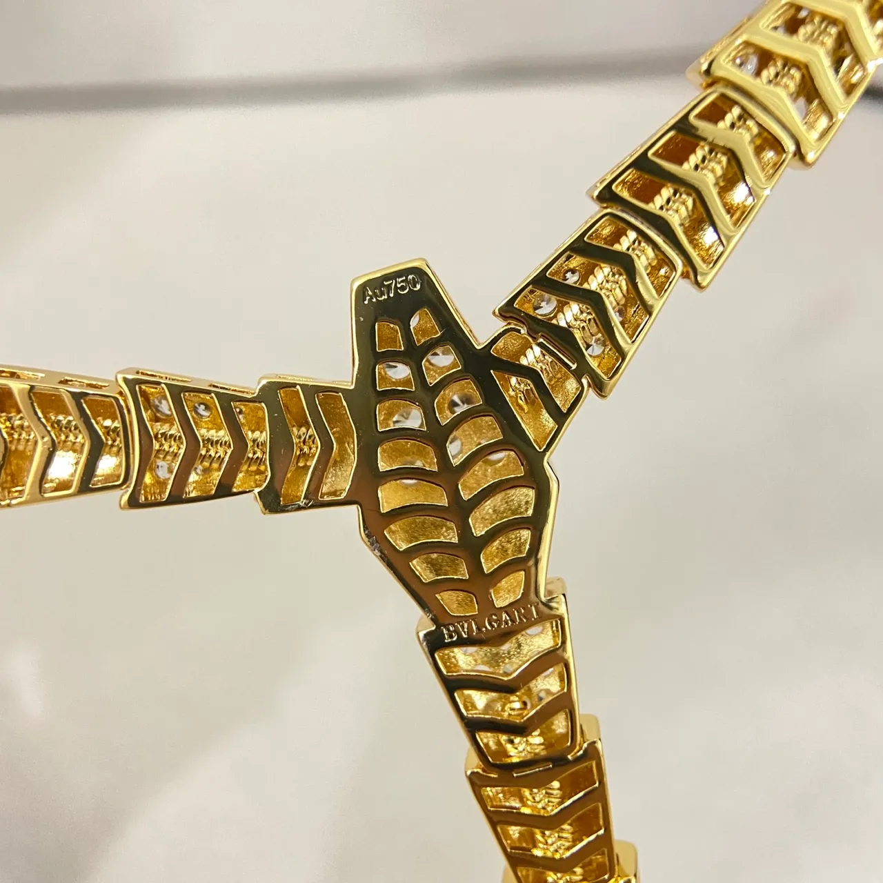 Gold Silver Articulated Segmented Chain Pavé-Set Stones Necklace 8