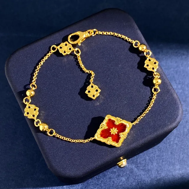 Gold Silver Chain Floral Filigree Motifs Bracelet 6
