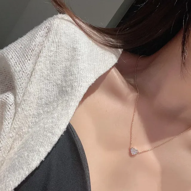 Gold Silver Double-Layered Heart-Shaped Necklace 2