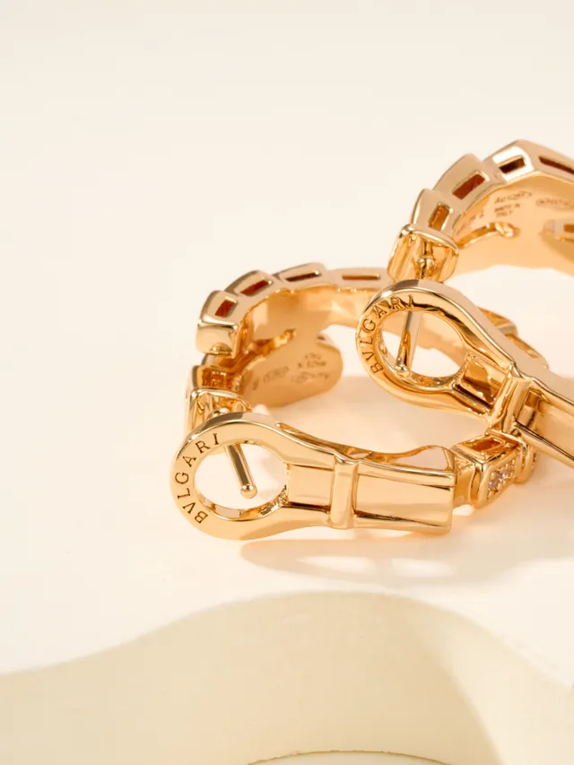 Gold Silver Geometric Segmented Hoops Pavé-Set Clear Stones Earrings 3