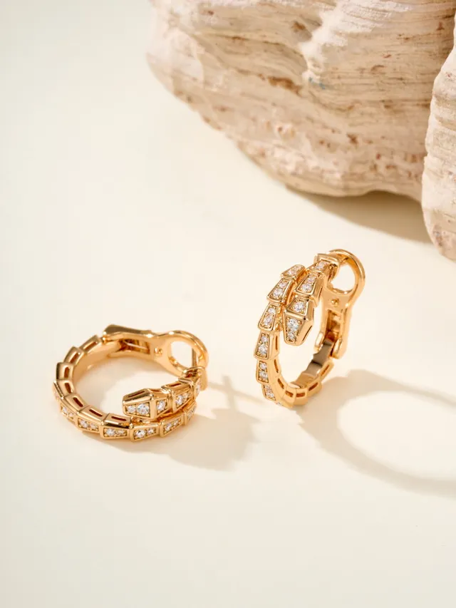 Gold Silver Geometric Segmented Hoops Pavé-Set Clear Stones Earrings 6