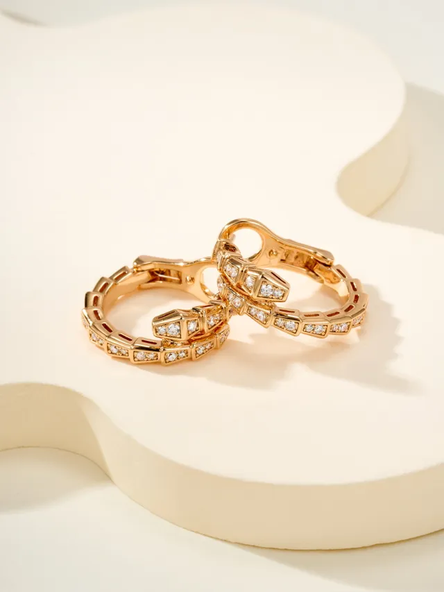 Gold Silver Geometric Segmented Hoops Pavé-Set Clear Stones Earrings 7