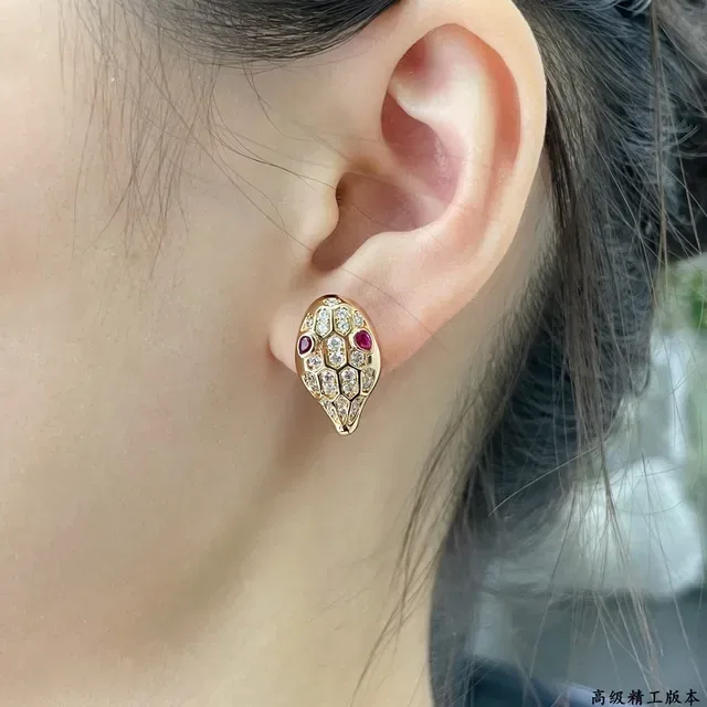 Gold Silver Snake-Head Motif Pavé-Set Clear Stones Ring 9
