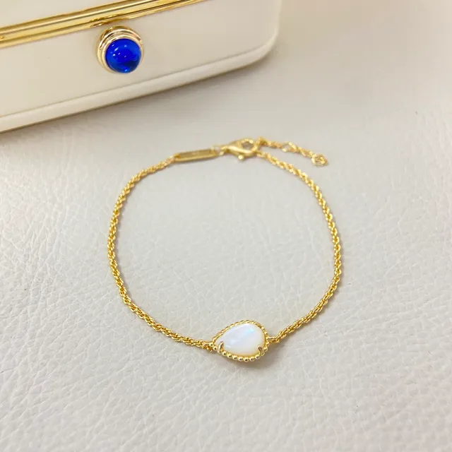 Gold Silver Teardrop Cabochon Pendants Beaded Bezel Settings Necklace 6