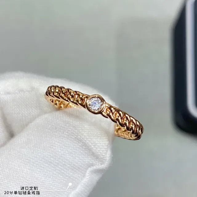 Gold-Tone Chain-Link Single Stone Ring 5