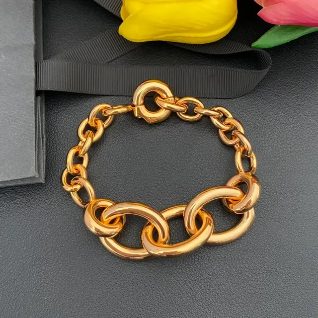 Gold-Tone Chunky Oval Link Chain Bracelet 7