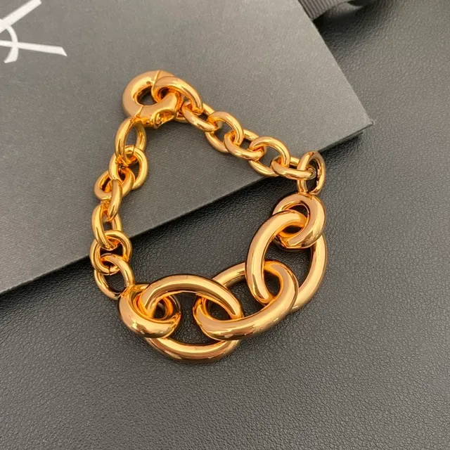 Gold-Tone Chunky Oval Link Chain Bracelet 8