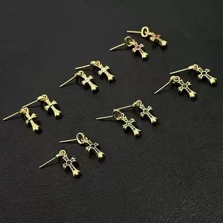 Gold-Tone Cross Stud Earrings