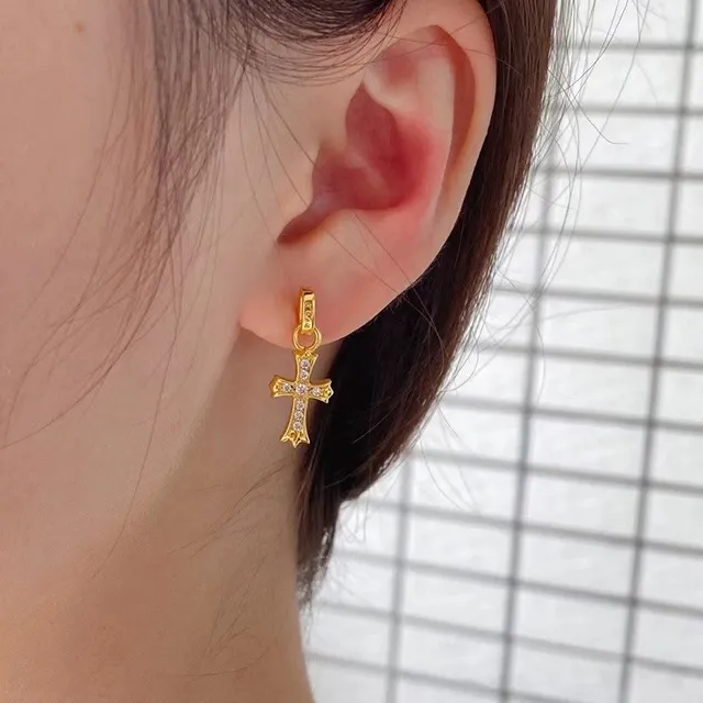 Gold-Tone Cross Stud Earrings 2